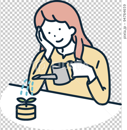 Woman raising money investment simple illustration Woman raising money investment simple illustration 94764659