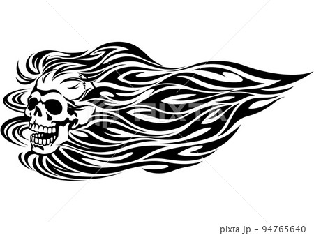 タトゥー風のトライバルデザイン　ドクロとフレアパターン 94765640