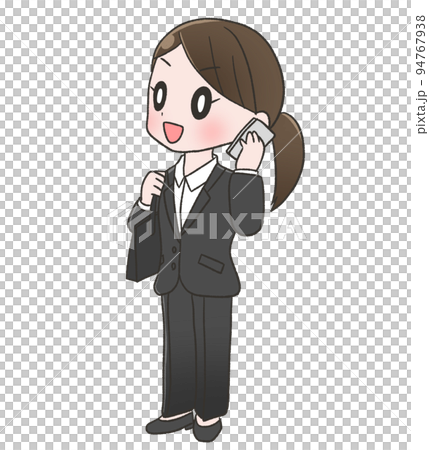一個穿著西裝褲的女孩，一個叫新員工或求職學生全身的女孩 94767938