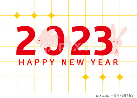 年号の中に隠れるうさぎの2023年年賀状テンプレート　ベクターイラスト 94768465