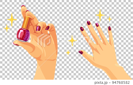 塗有紅色指甲油的手 B 94768582