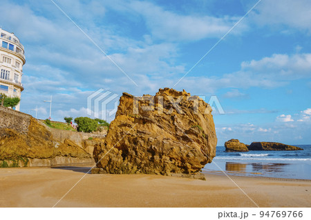 big rock on La Grande Plage Beach in Biarritz 94769766