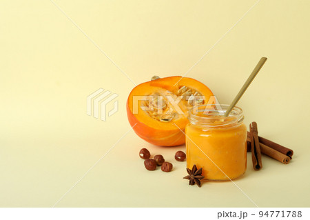 Concept of tasty food, pumpkin jam, space for text Concept of tasty food, pumpkin jam, space for text 94771788