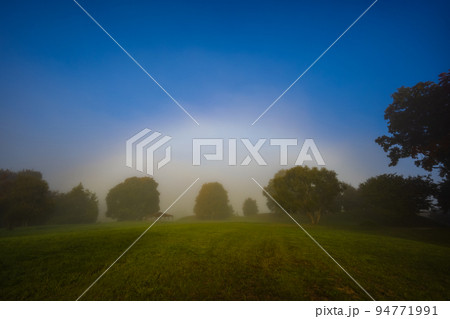 Rare White Rainbow Fogbow landscape in the morning 94771991
