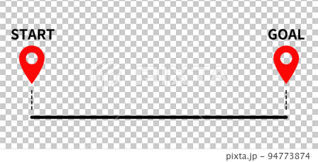 A pin that marks the start and finish points and a line that connects them 94773874