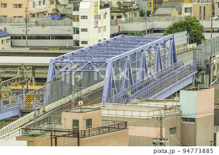 豊橋の町並み　城海津跨線橋　愛知県豊橋市 94773885