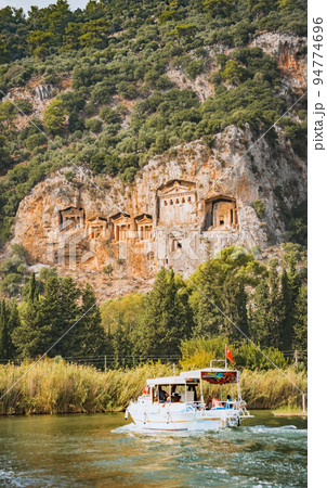 Famous Lycian Tombs of ancient Caunos city, Dalyan, Turkey 94774696