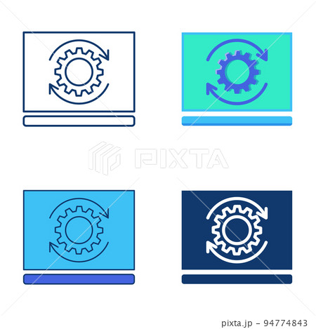 Software updates icon set in flat and line style Software updates icon set in flat and line style 94774843