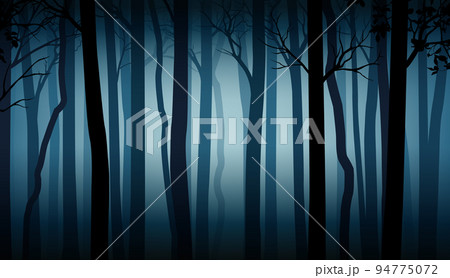 Vector blue mysterious dark forest landscape...のイラスト素材 [94775072] - PIXTA