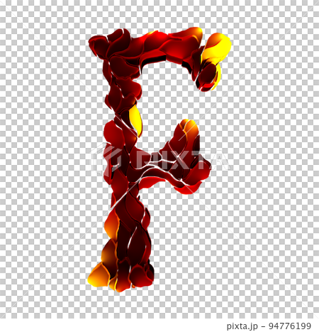 3D rendering cracked font.Distressed letter with mystic glowing on transparent background. 94776199