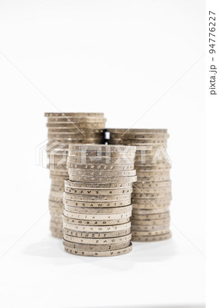Stack of ascending coins. Business and financial growth and improvement concept Stack of ascending coins. Business and financial growth and improvement concept 94776227