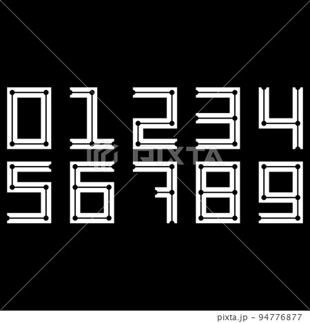 Decorative white numbers on black background.Art font. Decorative white numbers on black background.Art font. 94776877