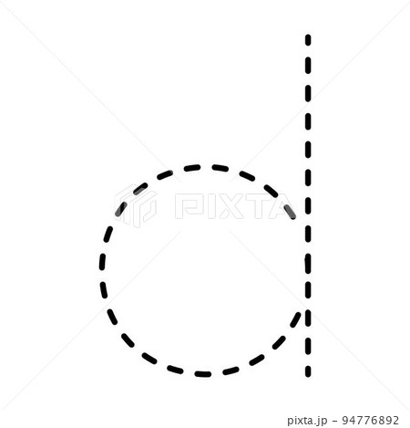 Tracing Alphabet lowercase small letter d prewriting dotted line element for kindergarten, preschool and Montessori school kids worksheet for handwriting practice activity. 94776892