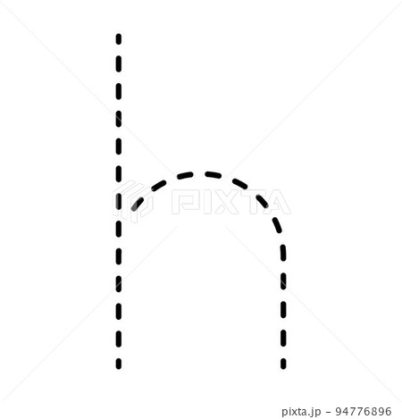 Tracing Alphabet lowercase small letter h prewriting dotted line element for kindergarten, preschool and Montessori school kids worksheet for handwriting practice activity. 94776896
