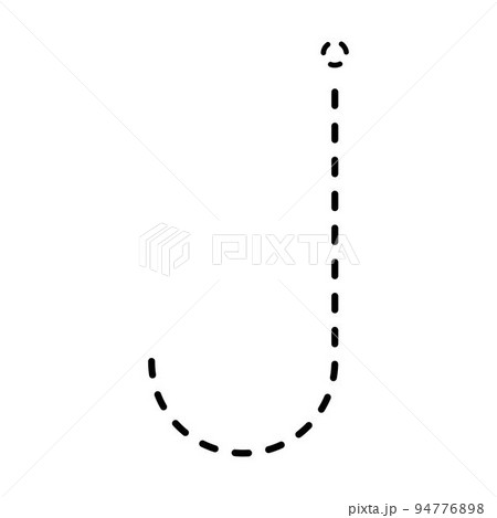 Tracing Alphabet lowercase small letter j prewriting dotted line element for kindergarten, preschool and Montessori school kids worksheet for handwriting practice activity. 94776898