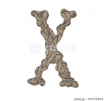 Brown divided stone uppercase letter isolated on white background. Brown divided stone uppercase letter isolated on white background. 94776942
