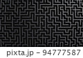 Wide angle camera realistic 3D illustration of the dark granite stone maze or labyrinth rendered as background 94777587