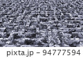 DOF camera realistic 3D illustration of the urban or city camouflage maze or labyrinth 94777594