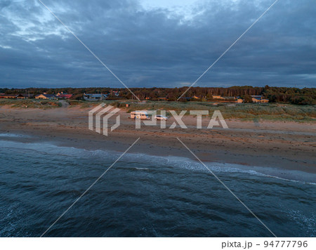 Caravan Campig Sunset beautiful landscape beach sand dunes near Melbystrand Laholm Sweden coast outdoor Lifestyle 94777796
