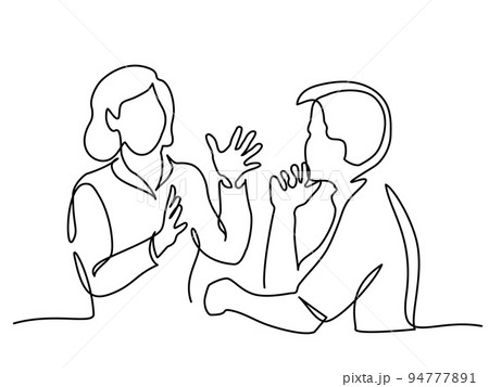 Business discussion of man and woman coworkers 94777891