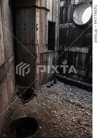 Empty grungy concrete interior, vertical photo Empty grungy concrete interior, vertical photo 94778091