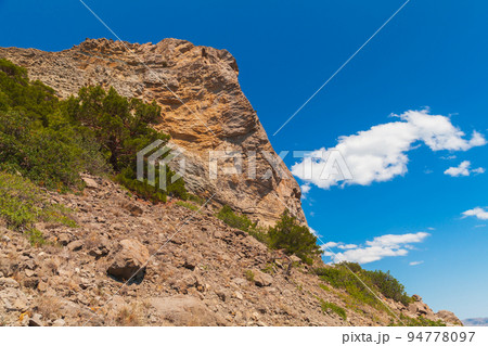 Summer Crimean landscape with coastal rock. Novyi Svit, Crimea 94778097