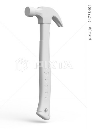 Hammer with a rubberized handle isolated on white monochrome background 94778404