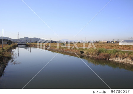 みやま市の大豆畑・クリークを行く鹿児島本線415系 みやま市の大豆畑・クリークを行く鹿児島本線415系 94780017