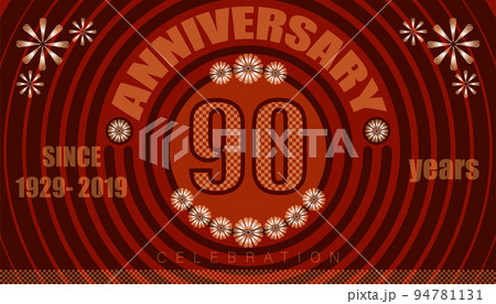 90th anniversary emblems. vintage retro style. small to big circle from center. creative poster design. vector illustration eps10 90th anniversary emblems. vintage retro style. small to big circle from center. creative poster design. vector illustration eps10 94781131