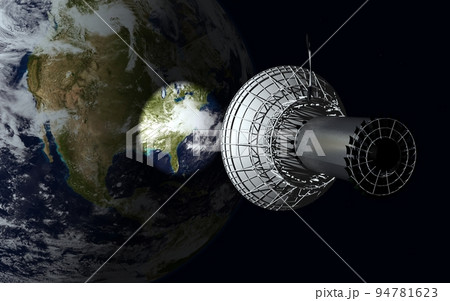 SF・太陽光を反射増幅し、夜間地域を照射する反射衛星 94781623