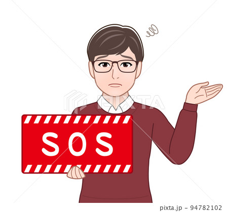 SOSのプレートを持つ人 94782102