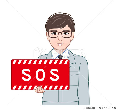 SOSのプレートを持つ人 94782130