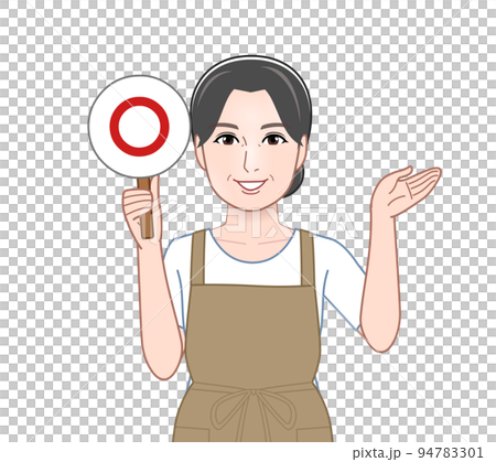 A woman holding a correct/wrong judgment plate A woman holding a correct/wrong judgment plate 94783301