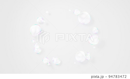 複数のシャボン玉の背景画像（白背景）	 94783472