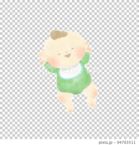 水彩画 笑顔のかわいい赤ちゃんの手描きイラスト素材 水彩画 笑顔のかわいい赤ちゃんの手描きイラスト素材 94783511