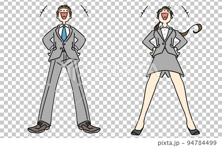 大笑いする男女セット プロジェクトの成功を喜ぶビジネスパーソン 大笑いする男女セット プロジェクトの成功を喜ぶビジネスパーソン 94784499