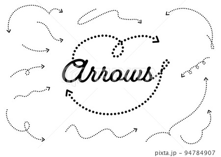 手書き矢印 線画 モノクロ 94784907