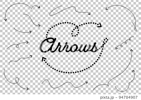 手書き矢印 線画 モノクロ 94784907