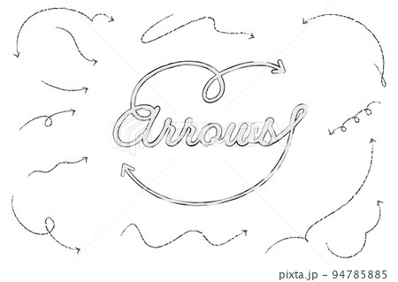 手書き矢印 線画 モノクロ 手書き矢印 線画 モノクロ 94785885
