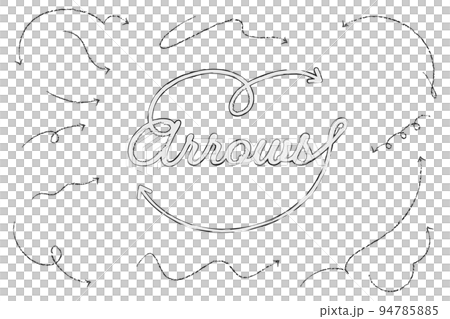 Handwritten arrow line drawing monochrome Handwritten arrow line drawing monochrome 94785885