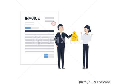 インボイス制度、課税事業者になるか？免税事業者のままか？なイラスト素材 94785988