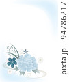 喪中などに使える水色の花のワンポイント和柄 94786217