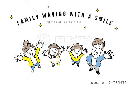 ベクターイラスト素材：笑顔で見上げる4人家族 94786435