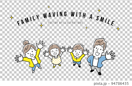 ベクターイラスト素材：笑顔で見上げる4人家族 94786435