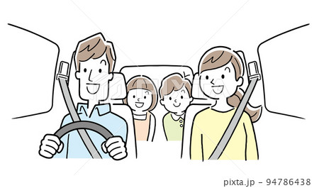 ベクターイラスト素材：車で出かける4人家族 94786438