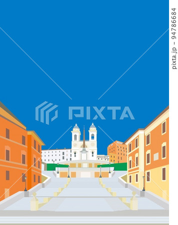 スペイン広場　piazza　di　spagna　ローマ　roma　トリニタ・デイ・モンティ教会 94786684