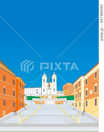 スペイン広場　piazza　di　spagna　ローマ　roma　トリニタ・デイ・モンティ教会 94786690