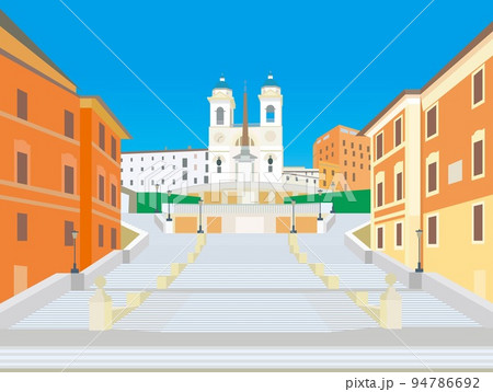 スペイン広場　piazza　di　spagna　ローマ　roma　トリニタ・デイ・モンティ教会 94786692