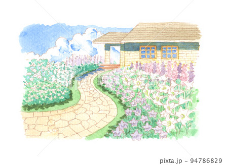 水彩画：ガーデニング 94786829