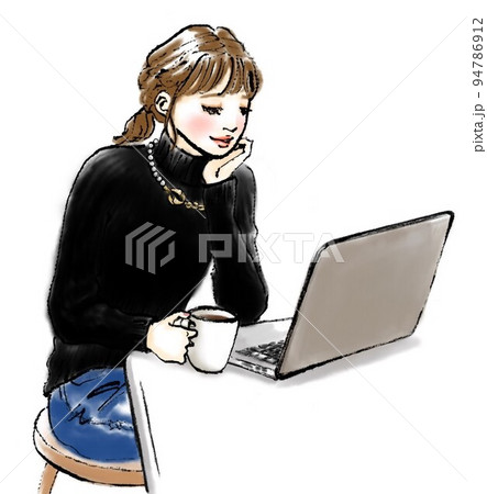 リモートワークする女性 94786912
